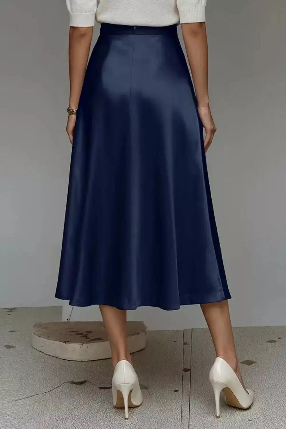 Everyday Satin A-line Midi Skirt