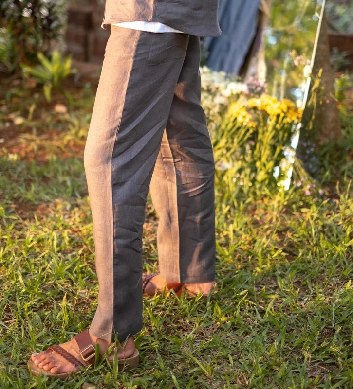 Slate Gray Linen Pull-On Pants