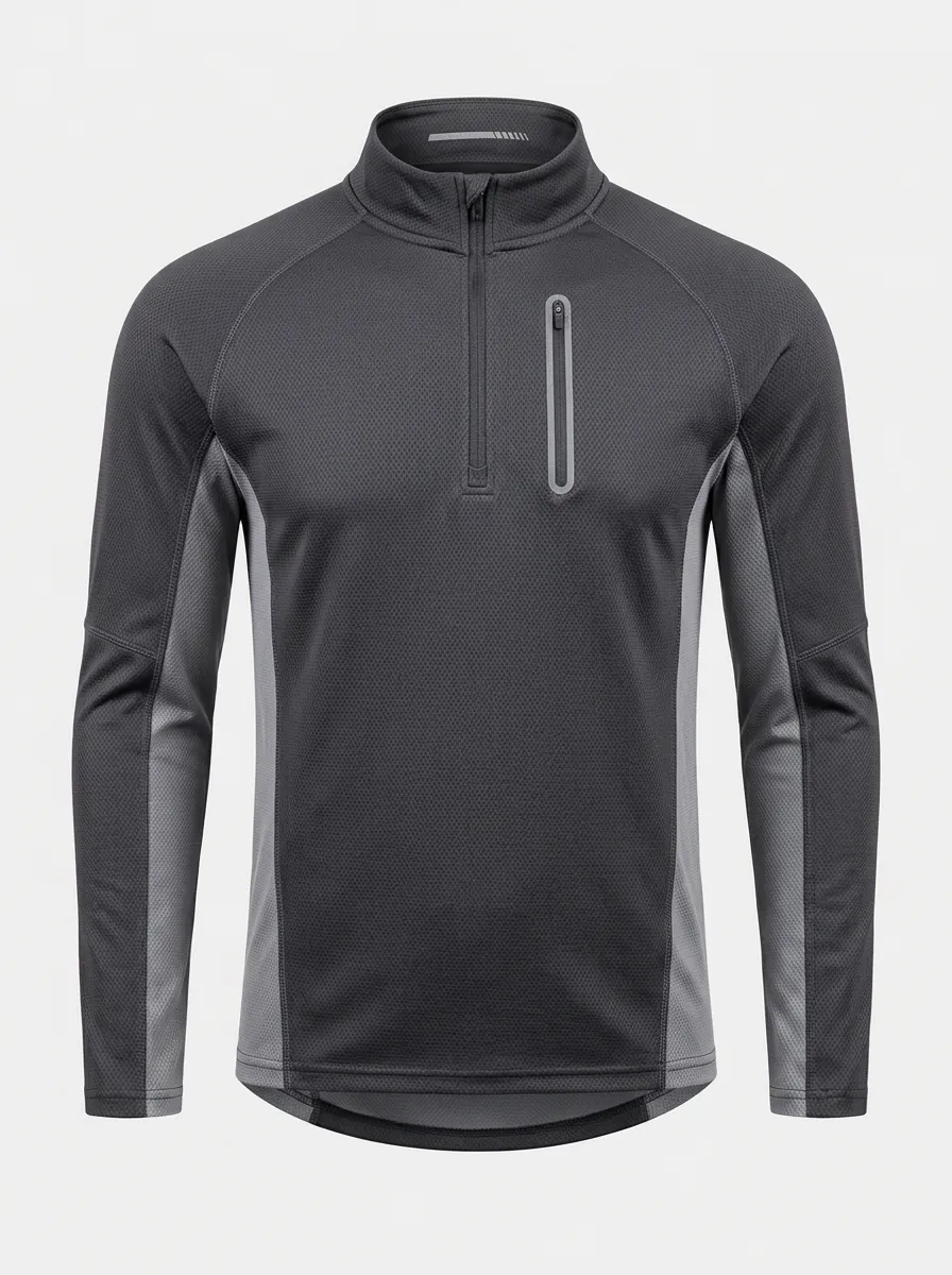 Men's Athletic Sportswear Quarter-Zip Long Sleeve Pullover Shirt