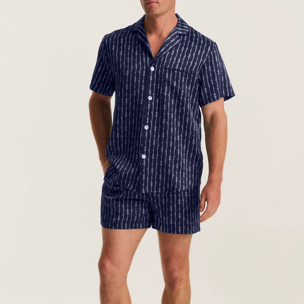 Nautical Knot Silk Pajama Short Set