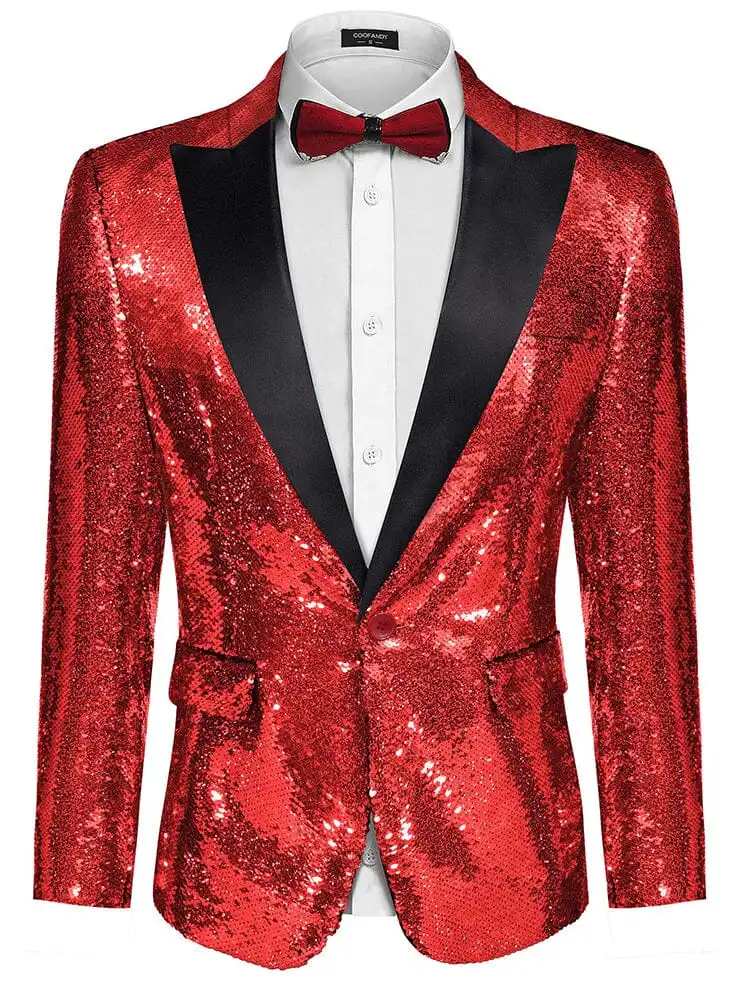 S Shiny Sequins Suit Jacket Coat