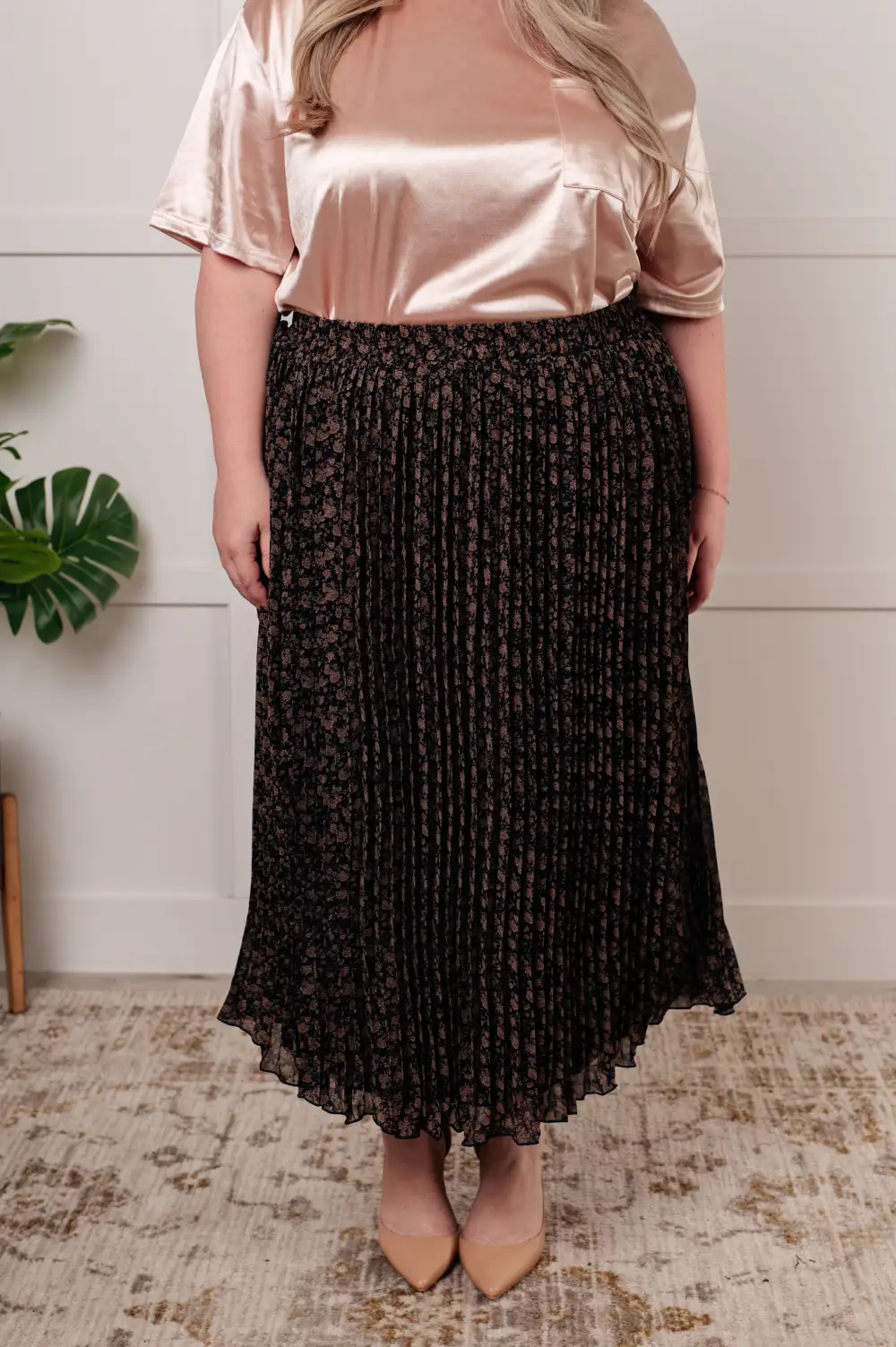 Pleated Floral Skirt