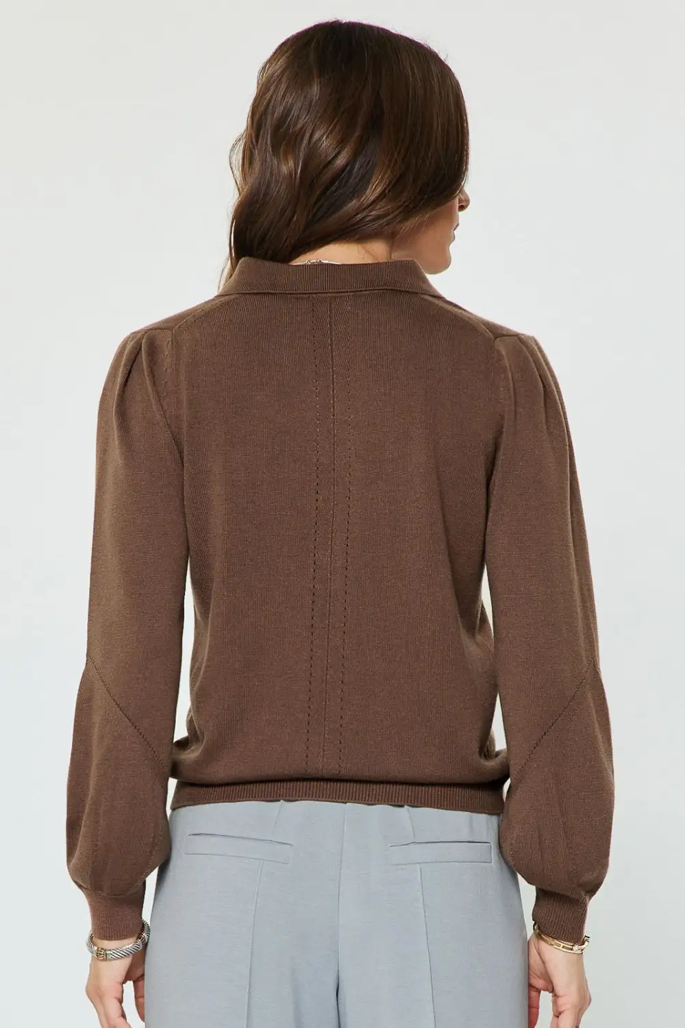 Relaxed Sweater Top With Collar