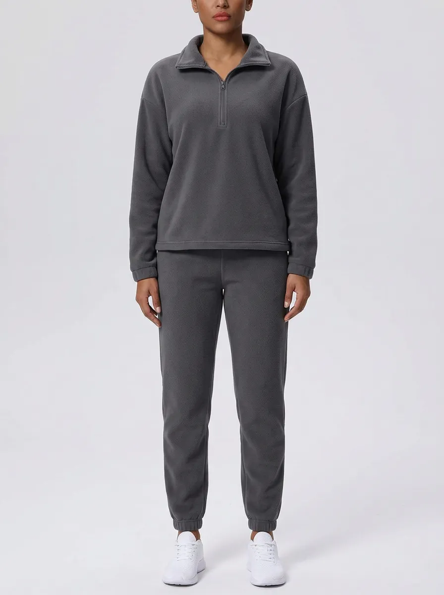 Women's Drop-Shoulder Half-Zip Warm Jogger Set