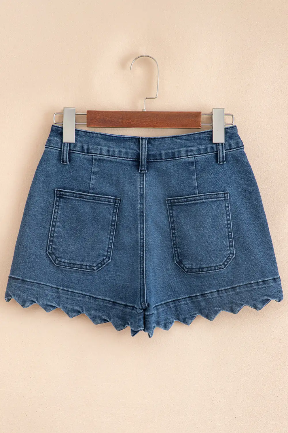 Sail Blue Scalloped Hemline Acid Wash