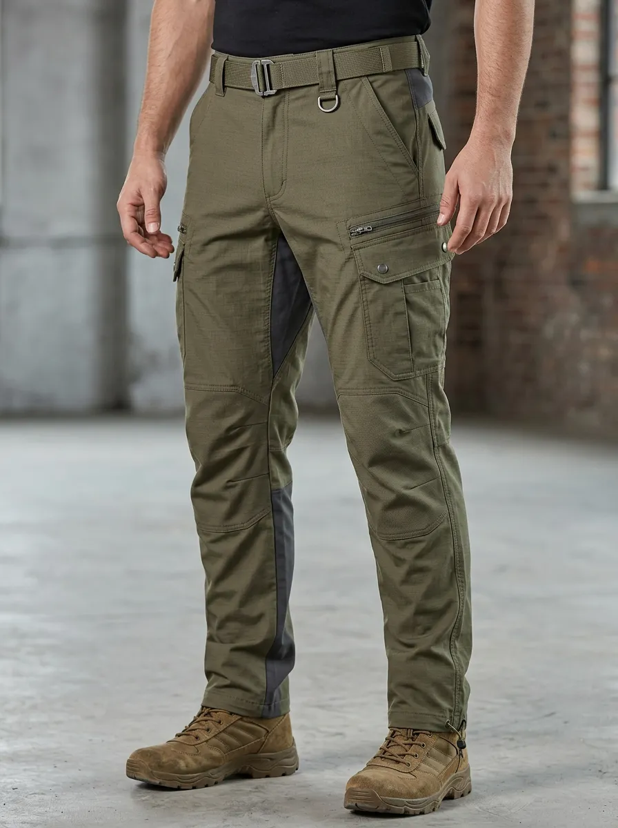 Men's Tactical Outdoor Multi-Pocket Olive Green Cargo Pants