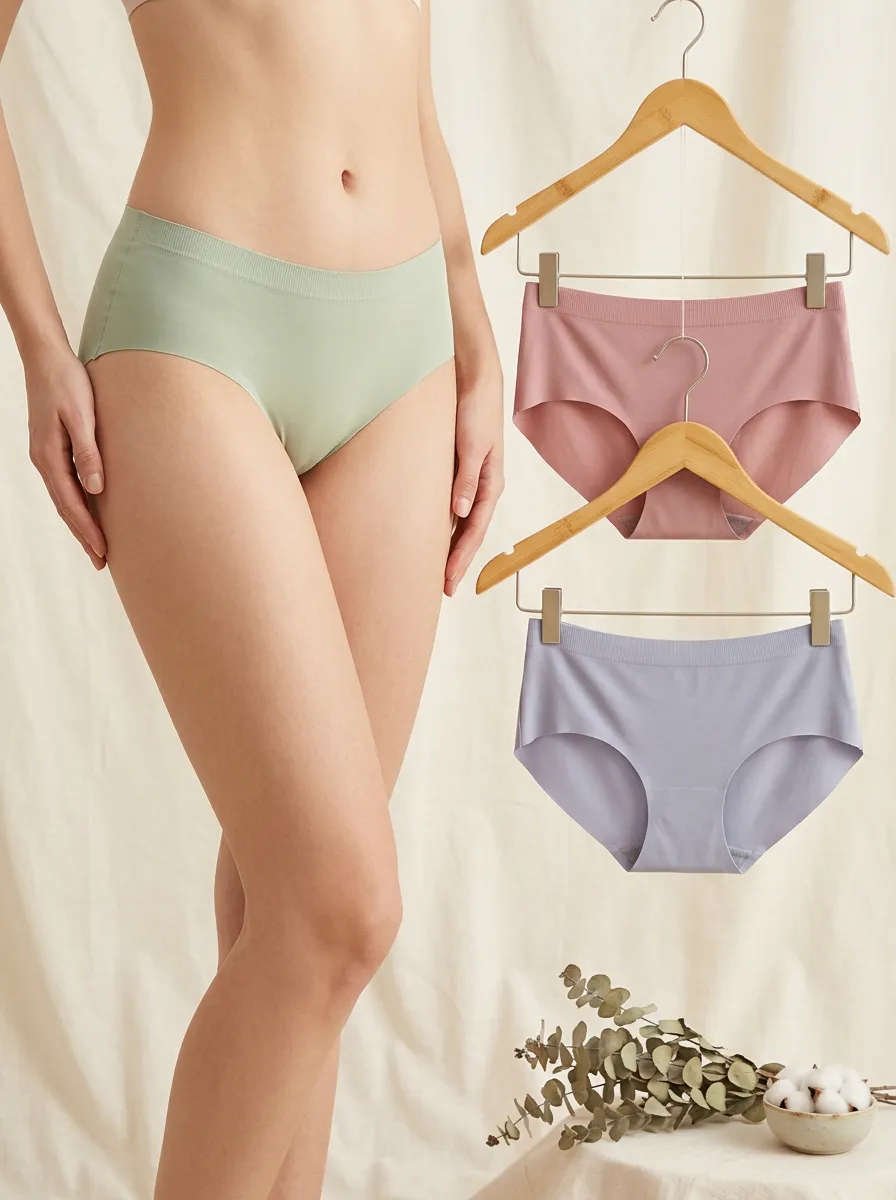 Women's Garden Inspired Seamless Solid Color Three-Pack Panties