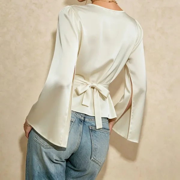 Flowing Satin Tailored Blouse