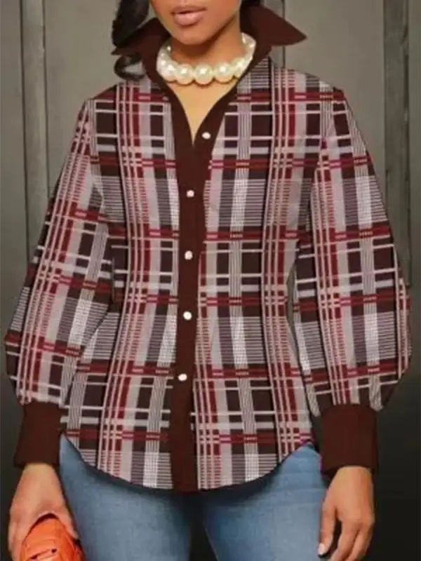 Plus Size Plaid Button Down Shirt