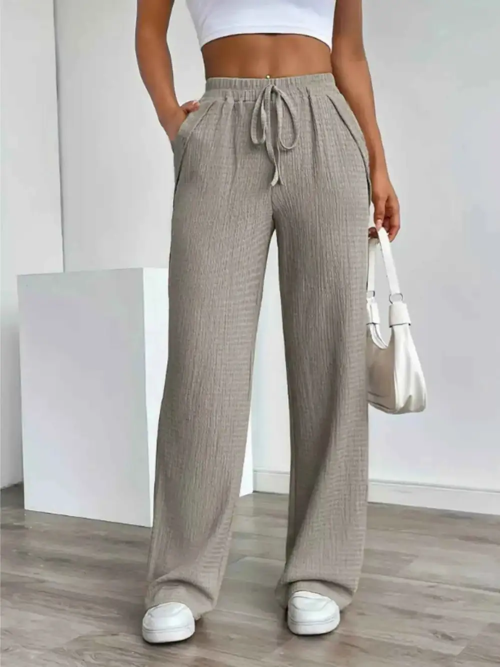 Texture Wide-Leg Pants