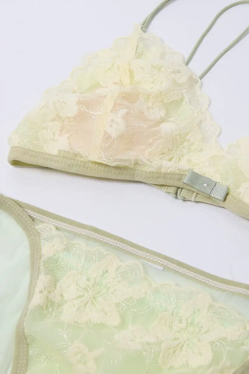 Contoured Floral Embroidery Lingerie Set