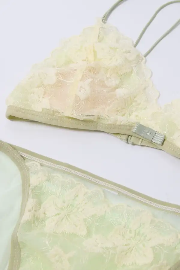 Contoured Floral Embroidery Lingerie Set