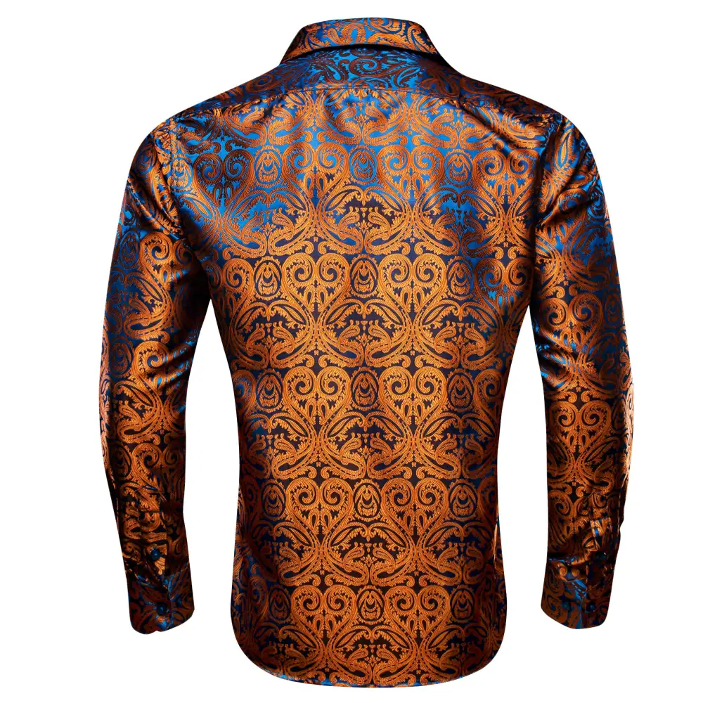 Formal Paisley Long Sleeve Silk Dress Shirt
