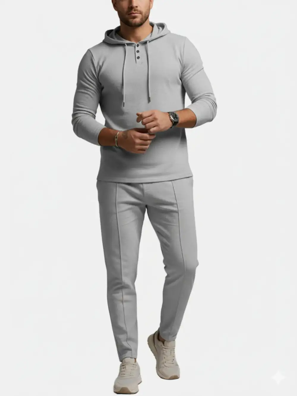 Ribbed Hoodie Tapered Jogger Two Piece Set