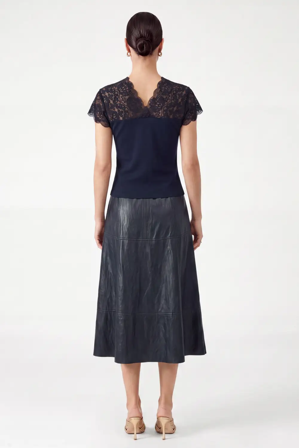 Ruched Lace V-Neck Top