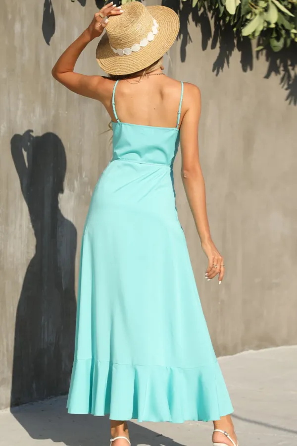 Ruffle Trim Button Front Dress