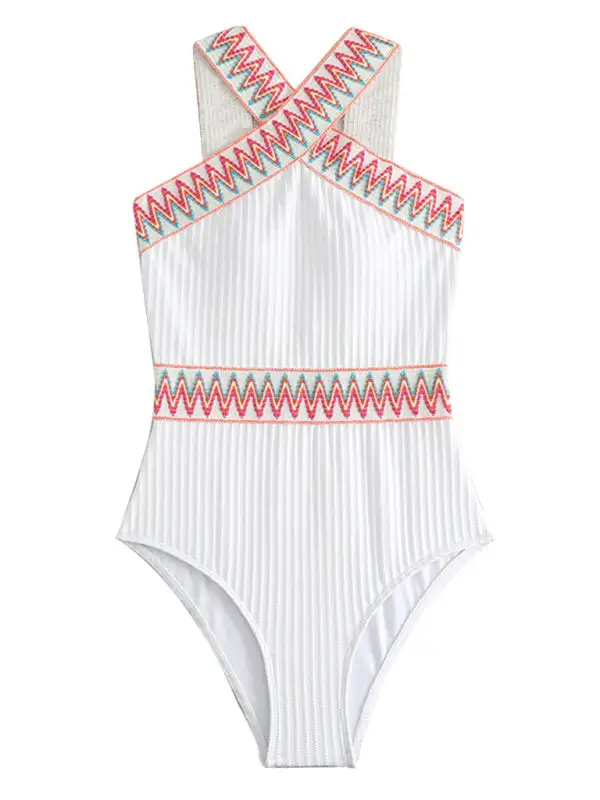 Sleeveless Slimming Conservative One Piece Bikini Swim Set