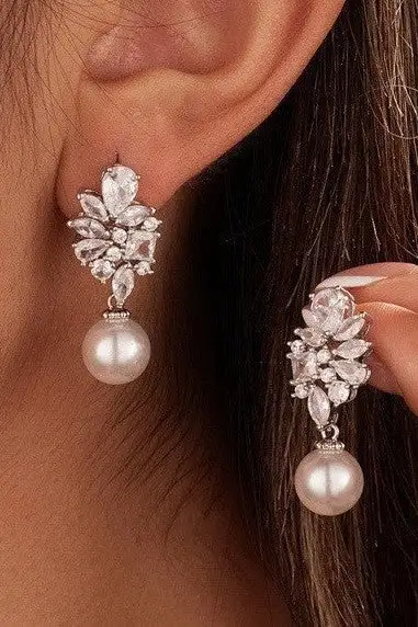 Marquise Crystal Pearl Drop arrings