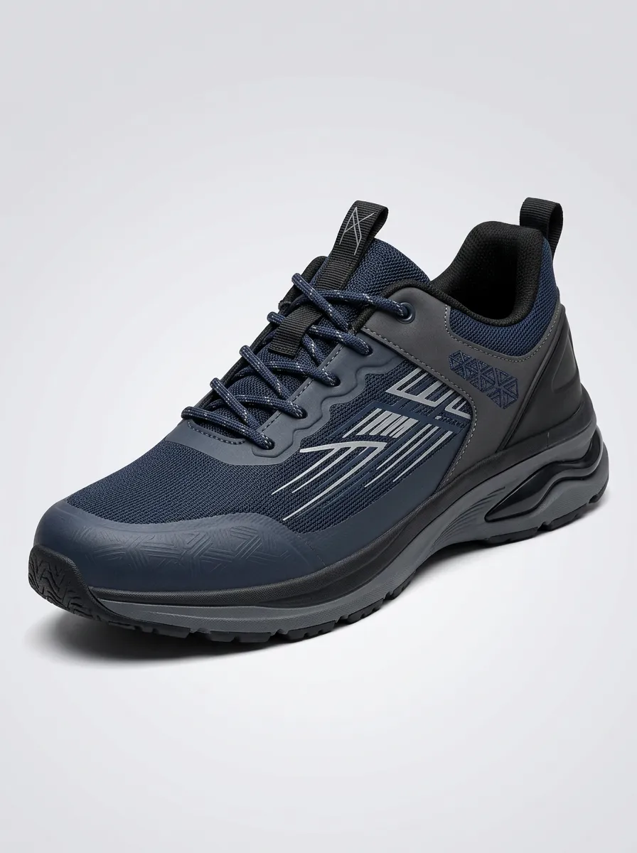 Men's Navy Sport Geometric Pattern Athletic Sneakers
