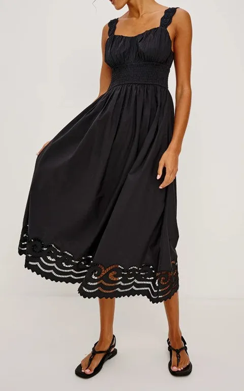 Black Embroidered Sleeveless Maxi Dress