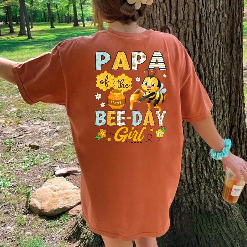 Papa Of The Bee-Day Girl Bee Birthday Party Women's Oversized Comfort T-Shirt Back Print