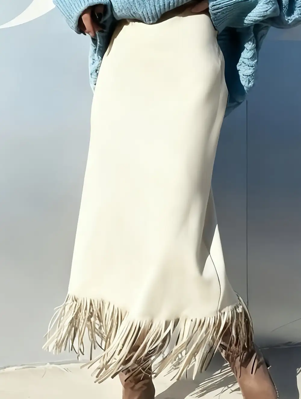 Tassel Tie Midi Skirt