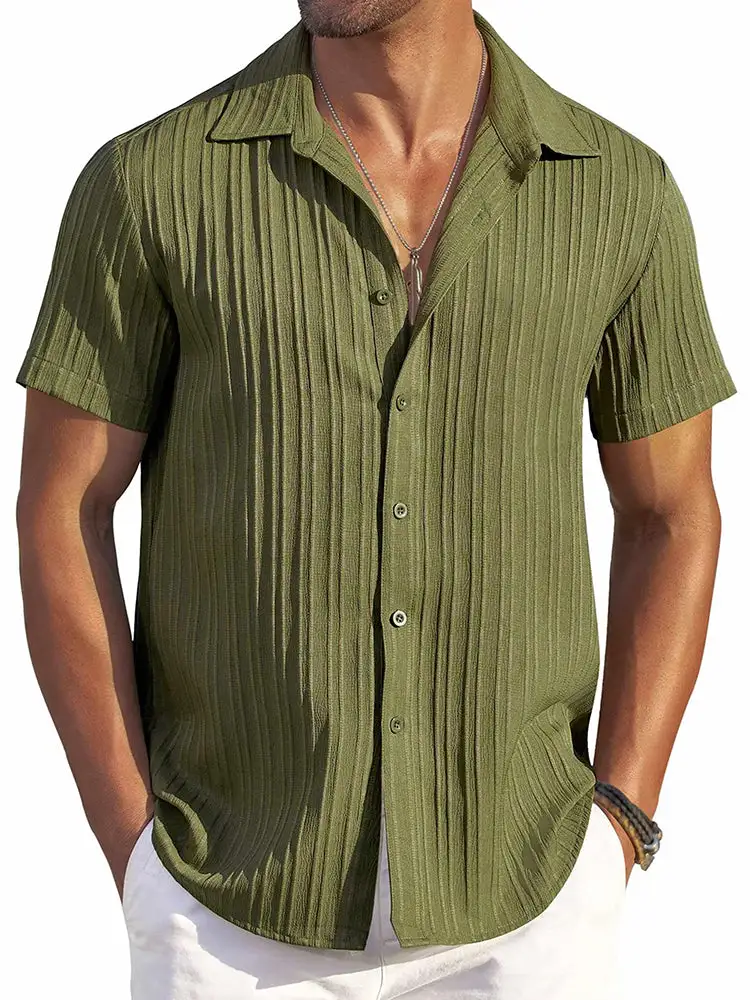 Clean Placket Textured Woven Shirt