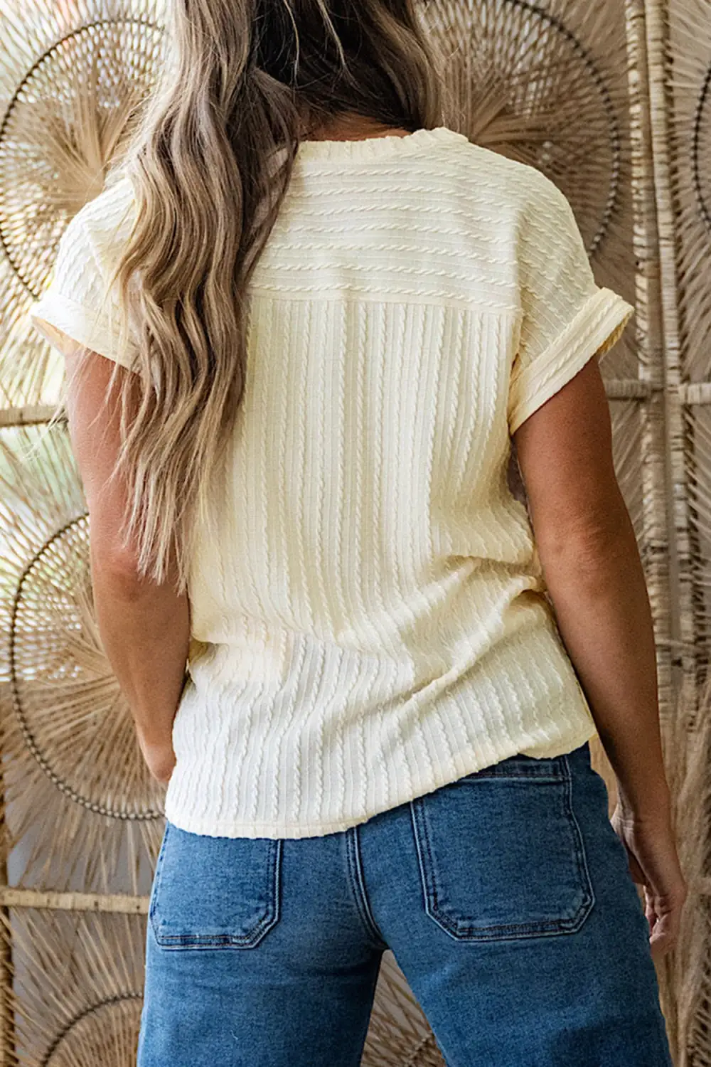 Twisted Texture Knit Neck Tee