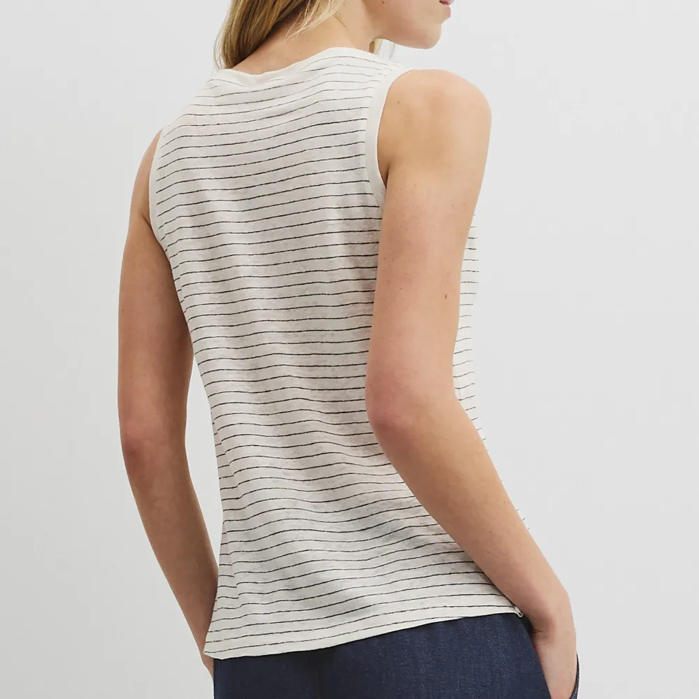 Women's Striped Linen Tank Top