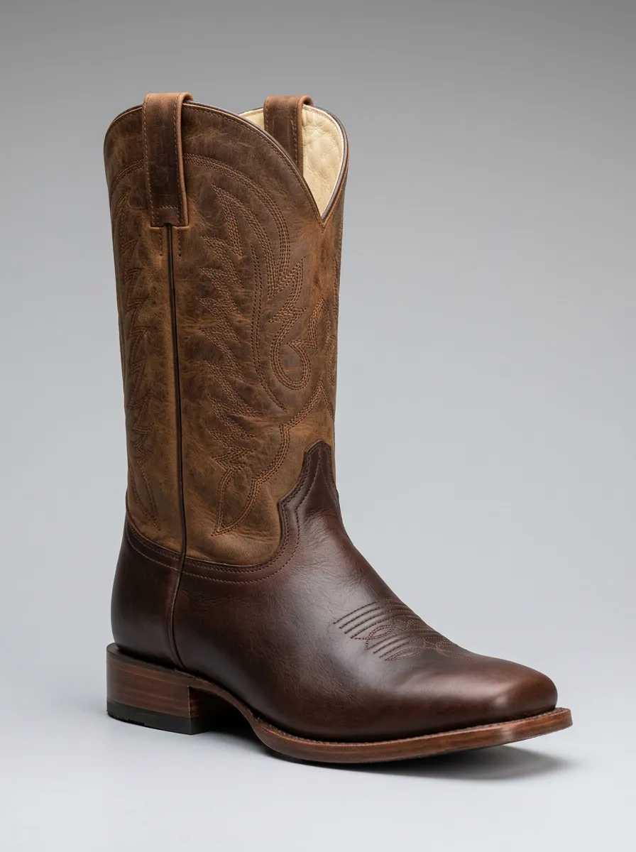 Men's Two-Tone Stitched Western Boots