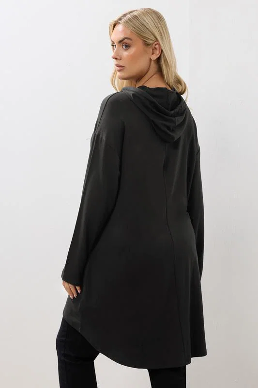 Black Heart Print Longline Hoodie detail 2