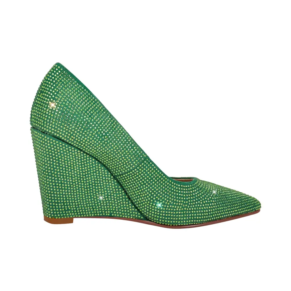 Rhinestone Pointed Toe Mid Heel Pumps