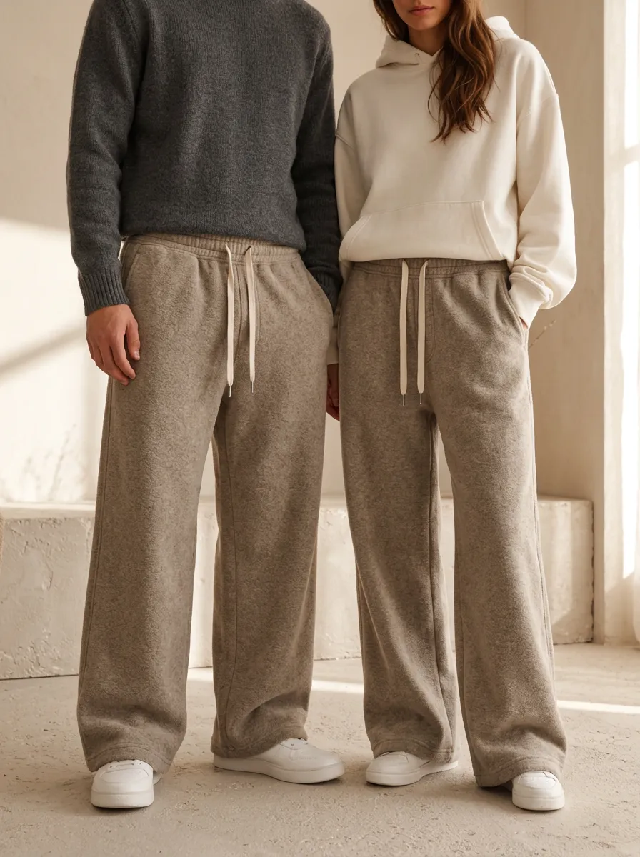 Unisex Urban Wide-Leg Drawstring Sport Pants