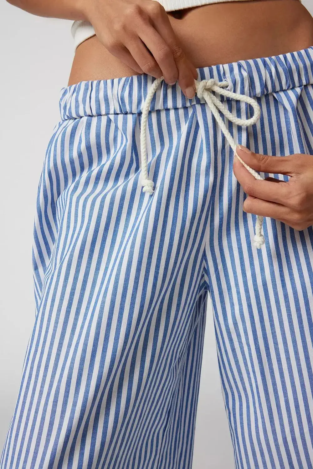 Drawstring Striped Trousers