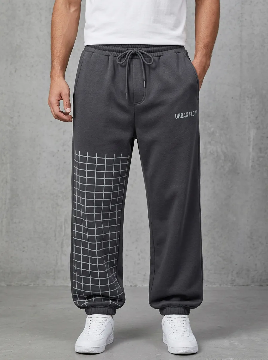 Graphic Sweatpants Grid Men's Sweatpants