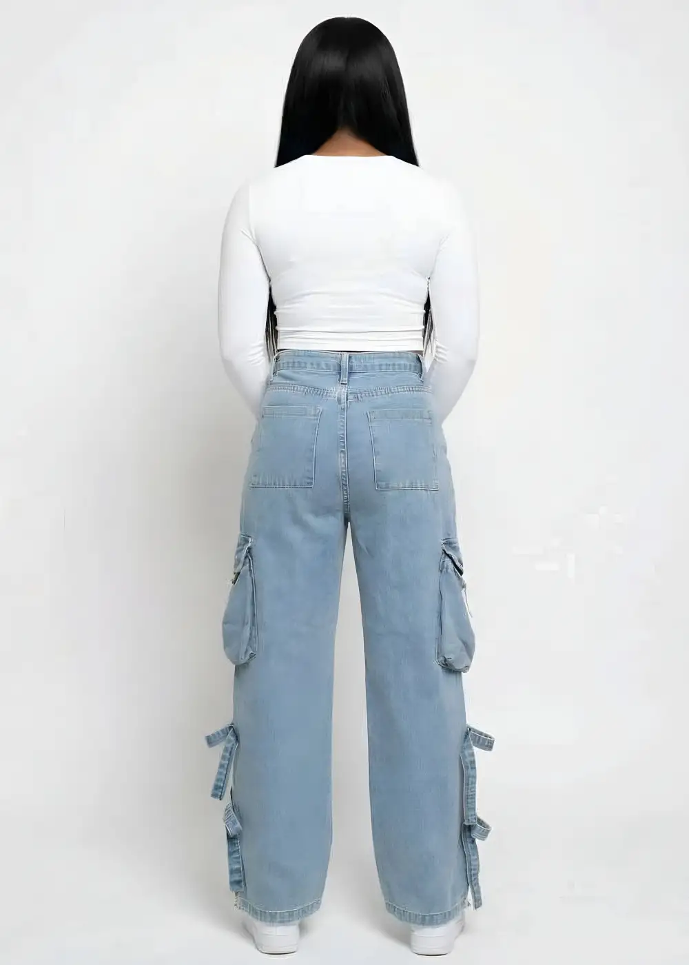 Mid-Rise Baggy Oversized Cargo Jeans