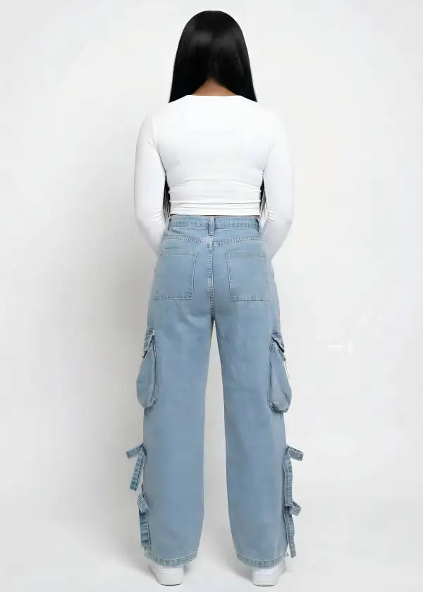 Mid-Rise Baggy Oversized Cargo Jeans