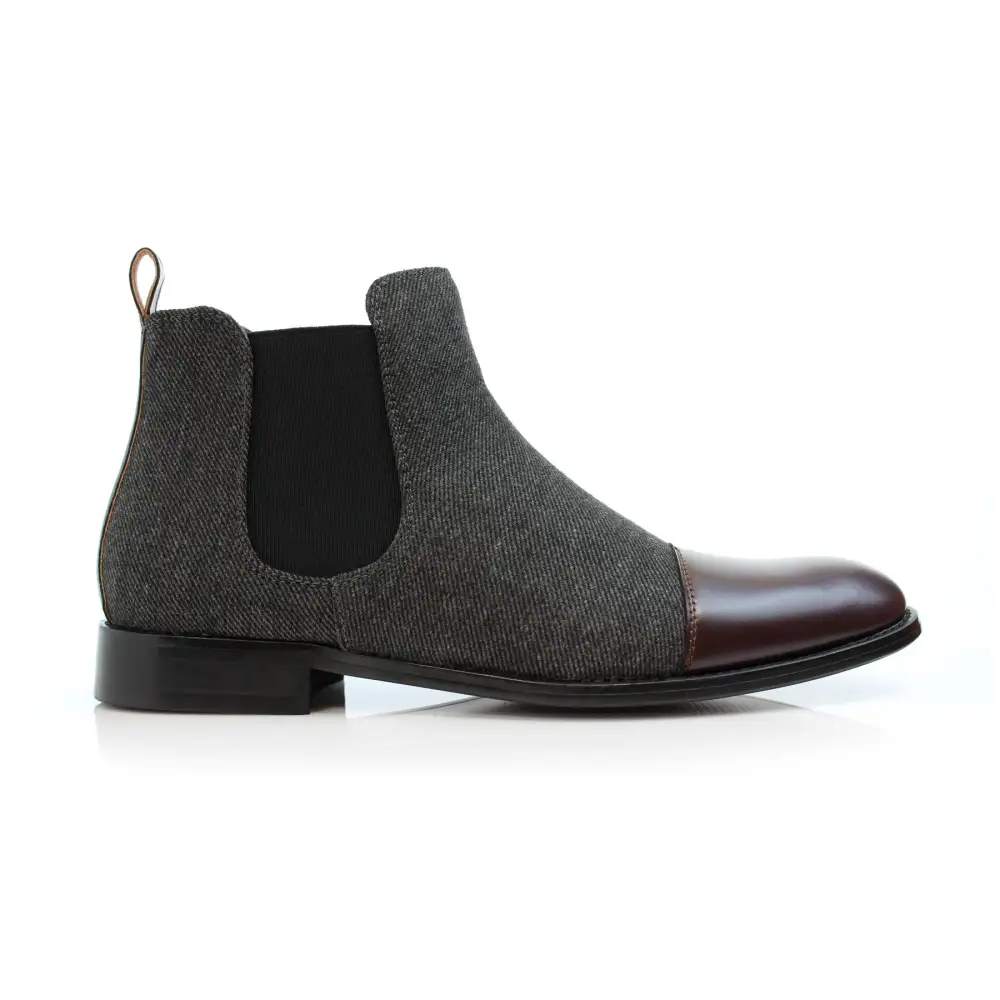 Faux-Leather Two-Tone Slip-On Chelsea Boots