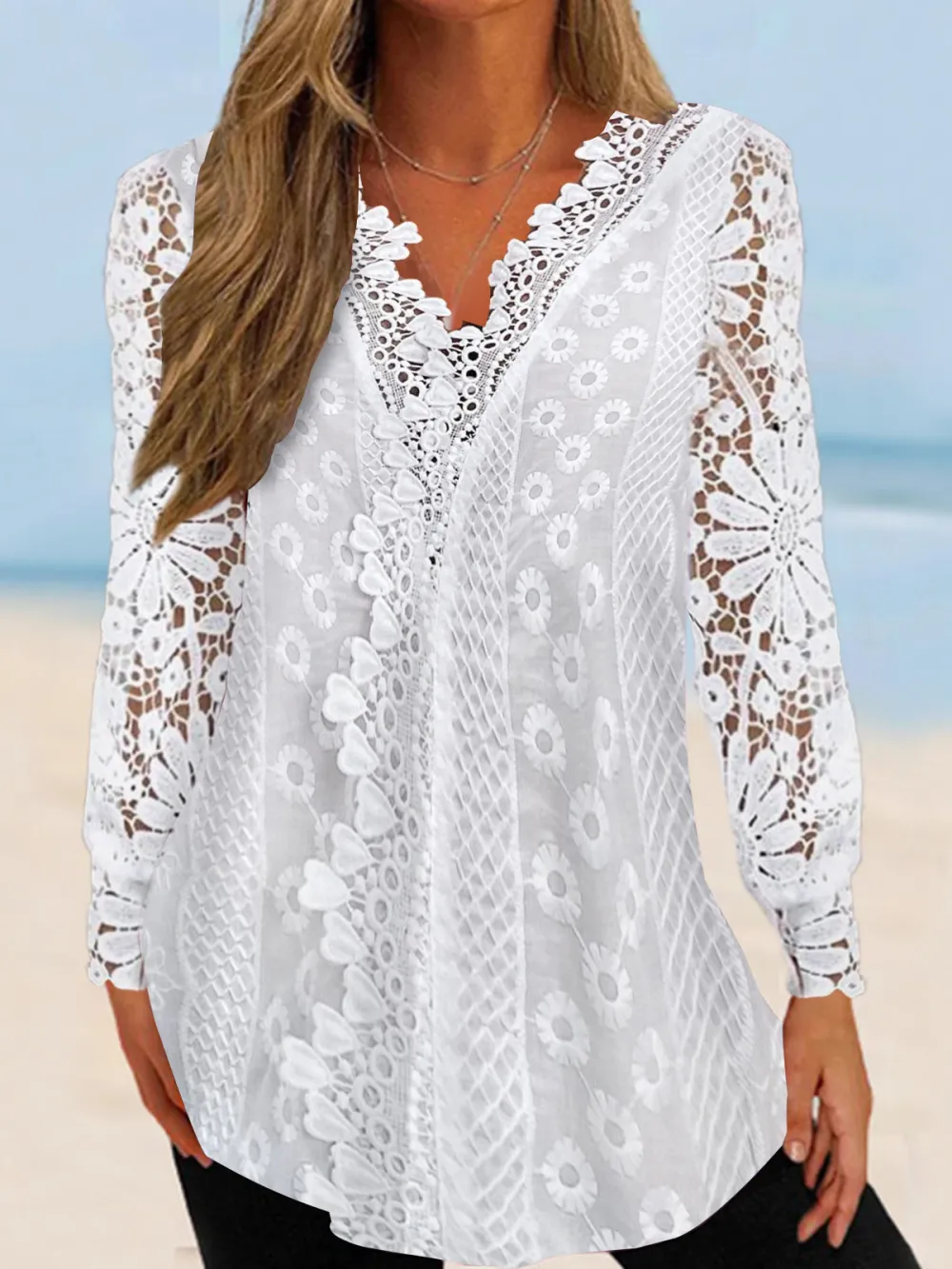 2026 new lace long-sleeved shirt