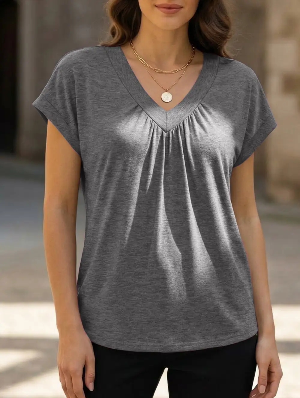V-Neck Short Sleeve Top