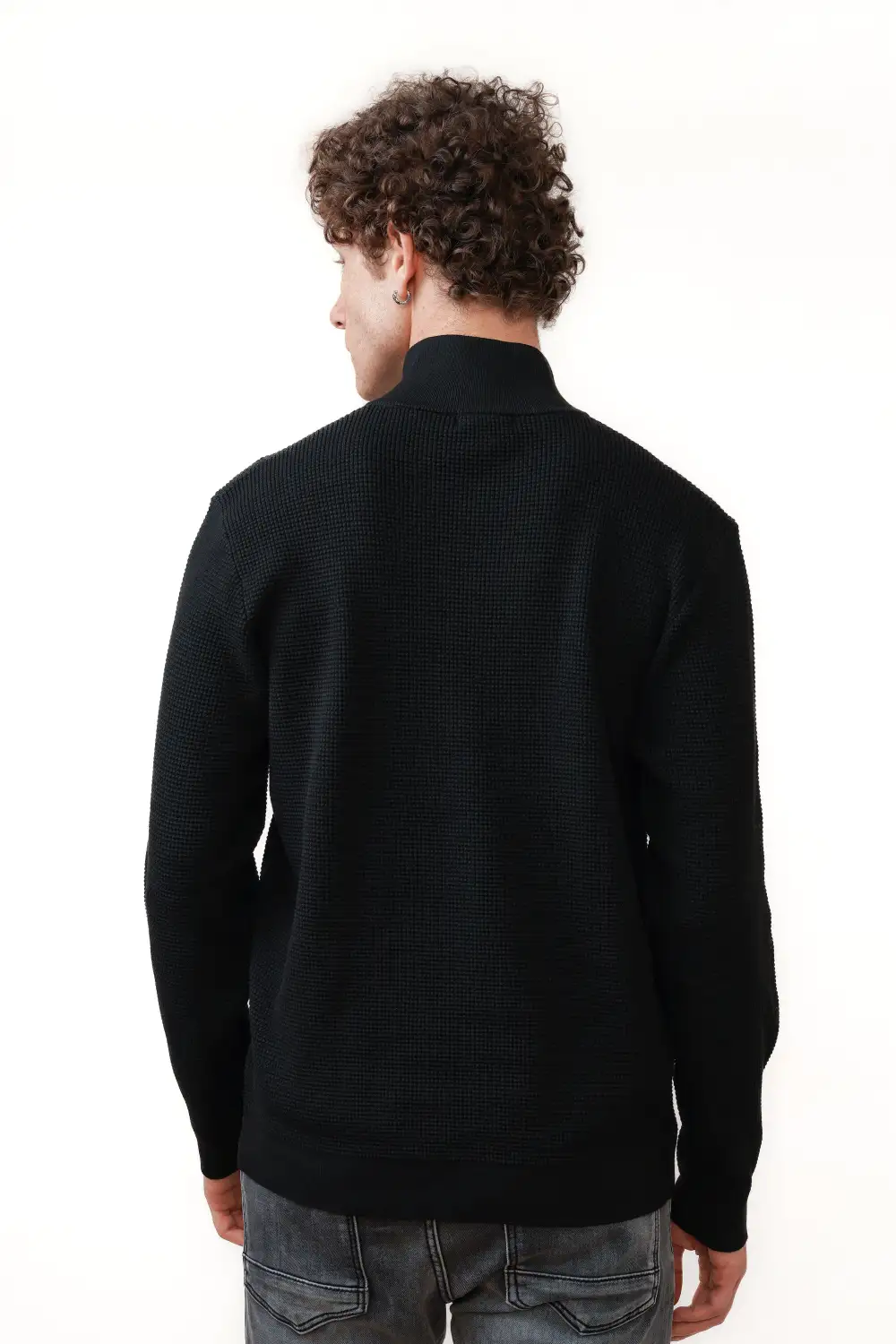 Regular Fit Ribbed Half Zip Sweater