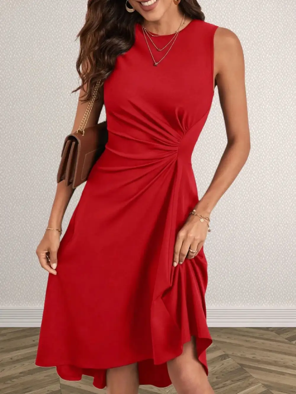 Round Neck A-Line Dress