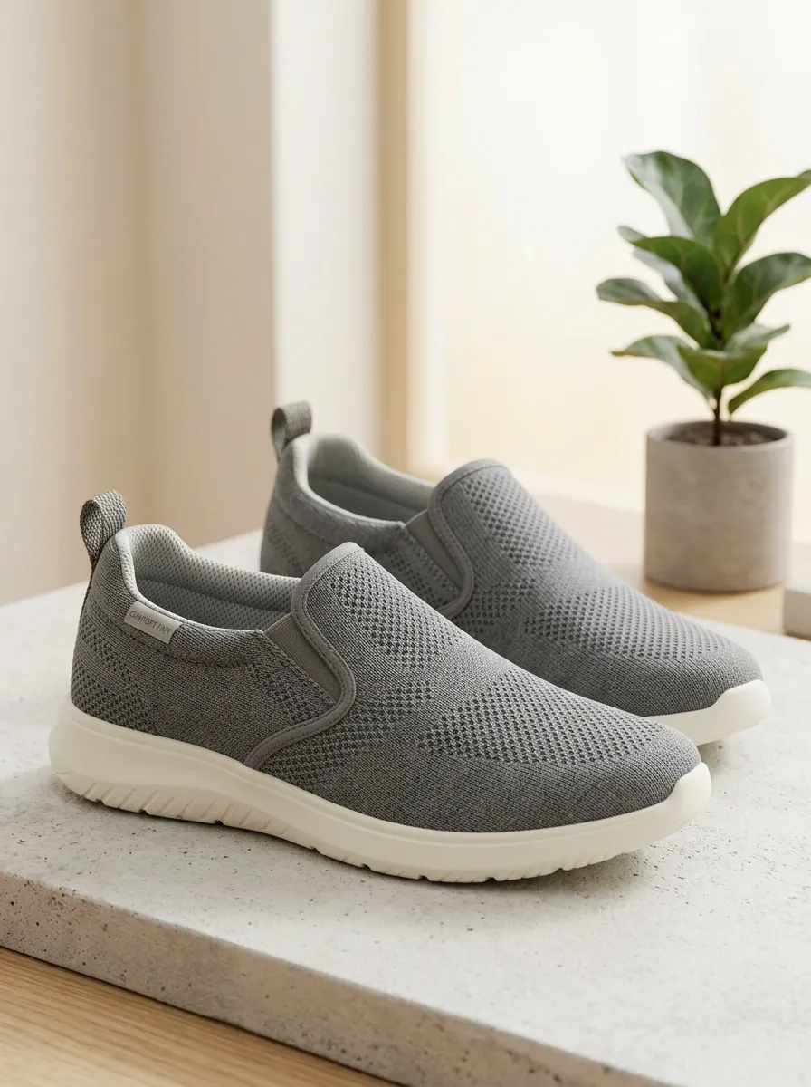 Practical Knit Slip-On Shape Men's Stretch Canvas Shoes