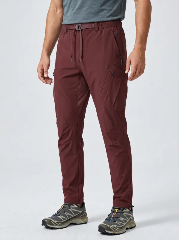 Men's Multi-Pocket Quick-Dry Belted Flex-Knee Cargo Pants