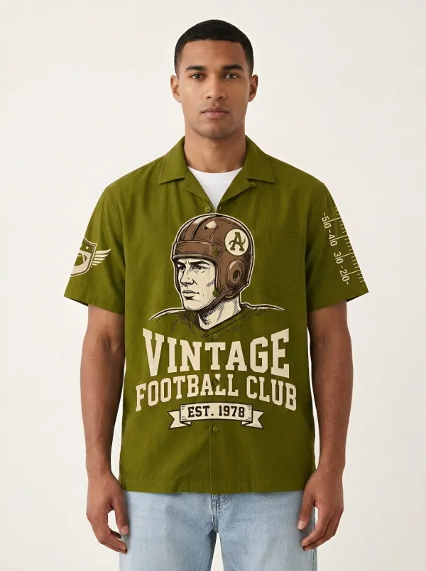 Men's Vintage Football Club Helmet Graphic Shirt