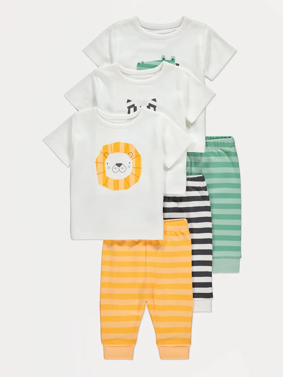 Animal Stripe Short Sleeve Pyjamas 3 Pack