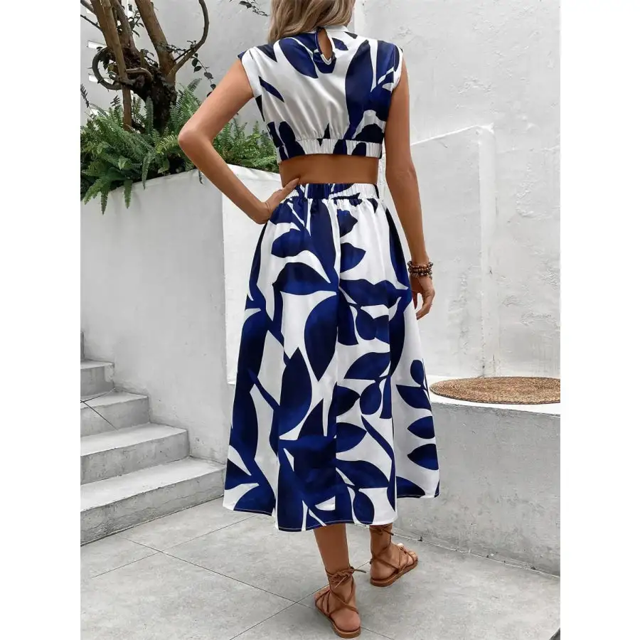 Cutout Cap Sleeve Midi Dress