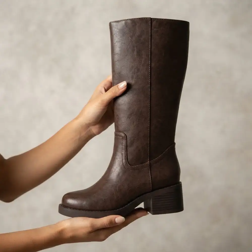 Belvin Square Toe Block Heel Tall Boot