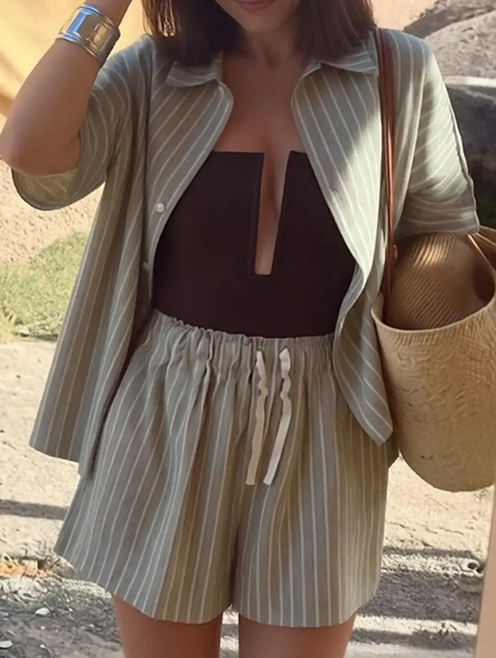 Stripe Shirt Set