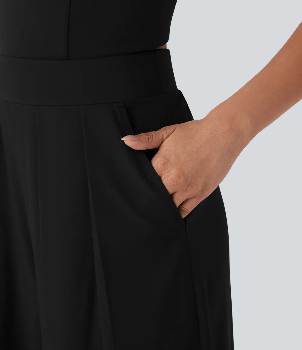 Breezeful Wide Leg Quick Dry Casual Slip Jumpsuit with Pockets-Easy Peezy Edition